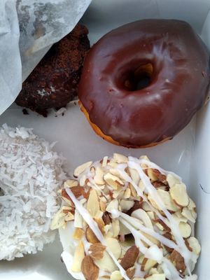 Chocolate crunch, chocolate yeast donut, coconut and almond #Veganuary at Revolution Doughnuts in Atlanta