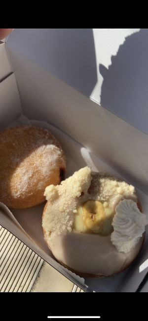 Blackberry rose jam and banana cream pie   at Revolution Doughnuts in Atlanta