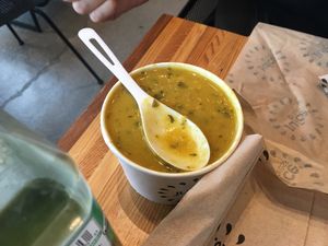 Butternut squash and quinoa soup at Juice Press in Seattle