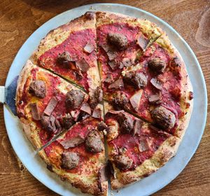 Fake meat pizza at Pizza Luce in Duluth