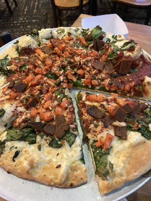 Ruby Rae pizza sub impossible sausage for Herbivorist Butcher bacon.   at Pizza Luce in Duluth