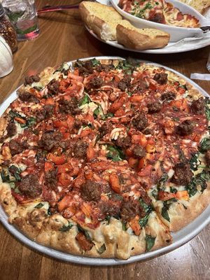 Upside Down pizza at Pizza Luce in Duluth