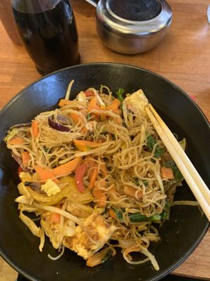 New vegan Singaporean noodles! With tofu  at Bamboo Shoots in Guildford