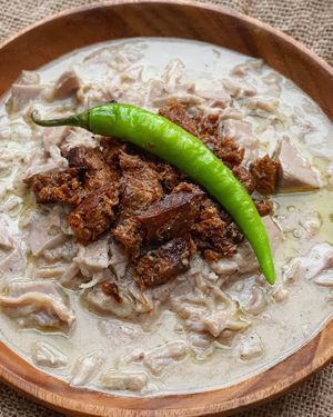 Ginataang Langka at Tinapa (jackfruit slow-cooked in coconut milk, topped with plant-based smoked fish). This combination is so good, you'll be needing extra rice for sure.👌

 at The Good Choices Ph in Metro Manila