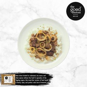 Recreate amazing dishes at home and satisfy your cravings using our Heat-and-Eat Bistek Tagalog!

#youwontbelieveitsnotmeat #wearefilipinoplantbased #filipinoveganmovement at The Good Choices Ph in Metro Manila