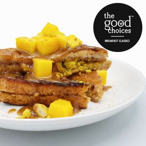 Kaya French Toast with Mangoes and Tofu Scramble (our cholesterol-free alternative to scrambled eggs). Best served with brewed coffee and lots of positivity. Good morning!☀️
 at The Good Choices Ph in Metro Manila