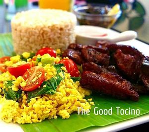 Vegan Tocilog -- Serve The Good Tocino with tofu scramble and rice for that perfect Pinoy silog favorite at The Good Choices Ph in Metro Manila