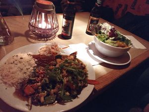 tofu teriyaki + curry in a hurry ( - bigger than it looks on the photo) at W Der Imbiss - Nollendorfplatz in Berlin