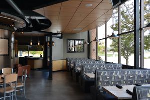 Room for guests at DESTIHL Restaurant & Brew Works in Normal