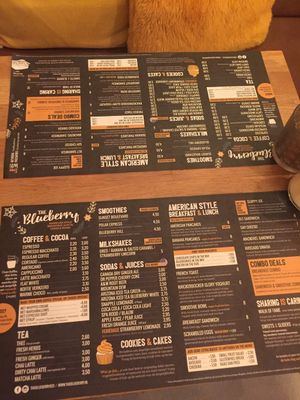 Menu at The Blueberry in Amersfoort