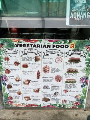 The menu  at Govinda's at the Beach in Ao Nang