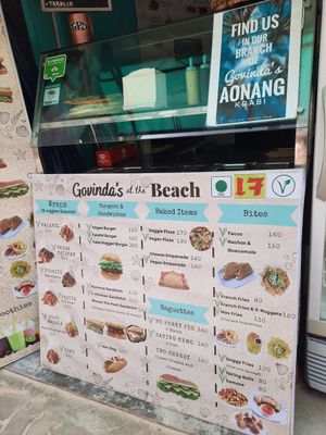 Menu at Govinda's at the Beach in Ao Nang