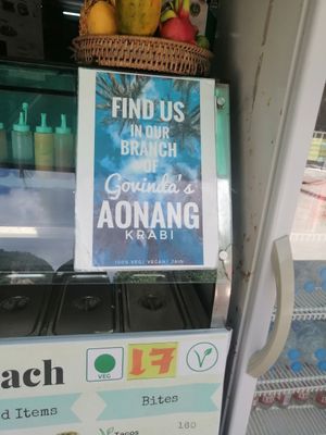 Vegan options at Govinda's at the Beach in Ao Nang