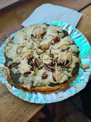 Vegan pesto pizza at Govinda's at the Beach in Ao Nang