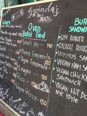 menu at Govinda's at the Beach in Ao Nang
