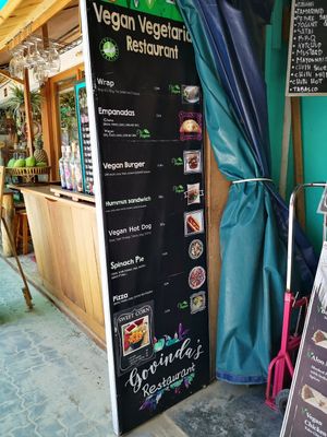 Side menu at Govinda's at the Beach in Ao Nang