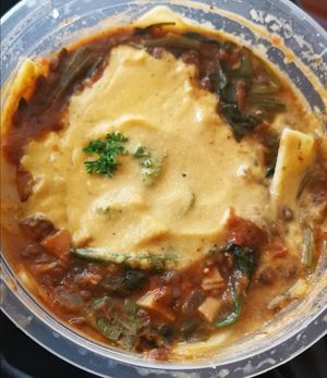 Lasagna bowl at Pranaa Food in Bangkok