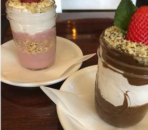 From Detroit Vegan Soul
Chocolate Mint Avocado Pudding and Strawberry Granola Parfait. at Detroit Vegan Soul in Detroit