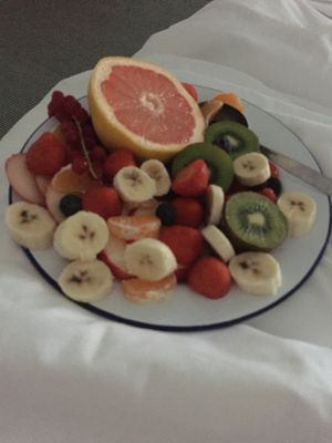 Fruit salad platter at Kube Hotel in Paris