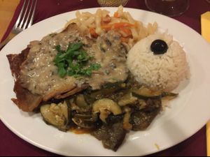 Seitan Steak at Os Tibetanos in Lisbon