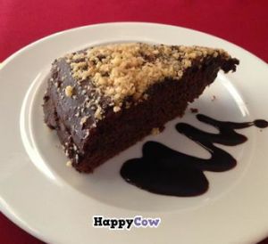 Vegan chocolate cake at Os Tibetanos in Lisbon