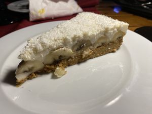 Banana cheesecake  at Os Tibetanos in Lisbon