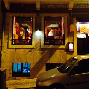 Outside at Os Tibetanos in Lisbon