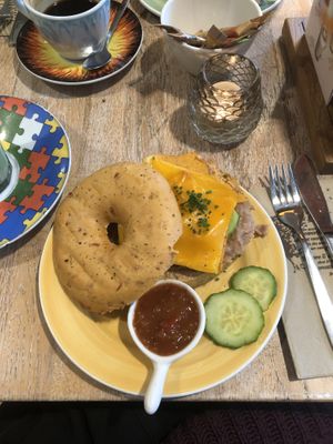 The Mexican style bagel (forgot what it’s called, but this might be my favorite)  at Bagels & Beans - Mariaplaats in Utrecht