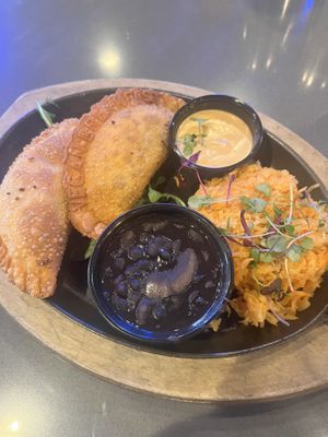  Vegan breakfast w/ harissa aioli and sides of black beans and Spanish rice.  at Makers & Finders - Arts District in Las Vegas