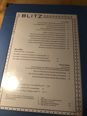Menu   at Blitz Restaurant in Munich