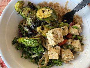 Sweet potato noodles, Brussels, tofu bowl  at Fresh Kitchen in Orlando