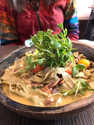 Fettuccine without the spicy topping at Panacea in Las Vegas