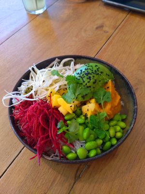 Rice bowl at TICH Healthy Living in Brussels