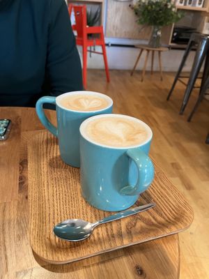 two coffee latte with oat milk  #Veganuary at TICH Healthy Living in Brussels