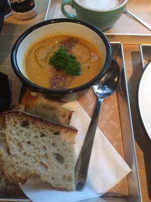 Tomato lentil soup  at TICH Healthy Living in Brussels