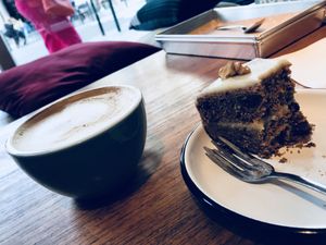 Cappuccino & carot cake  at TICH Healthy Living in Brussels