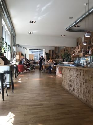 Very nice space, open and lot of light, bookstore also  at TICH Healthy Living in Brussels