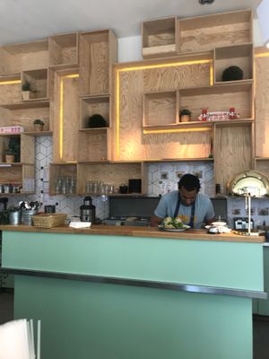 Preparing in the kitchen very nice design at TICH Healthy Living in Brussels