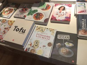 Lots of vegan books at TICH Healthy Living in Brussels