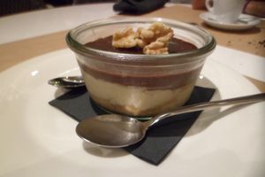 vanilla, cookie and chocolate vegan dessert at Pizza Basta Restaurante in Cambrils