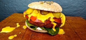 La Galosa!
A very meaty vegan burger with all the bells and whistles including vegan mayo and vegan cheese! at Lenteja Loca in Puerto Varas