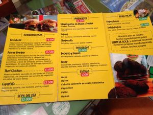 Menu at Lenteja Loca in Puerto Varas