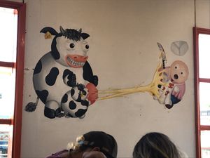 Wall vinyl vegan power at Lenteja Loca in Puerto Varas