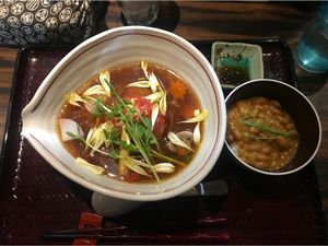 spicy ramen - level 2 spice  at Shinjukugyoen Ramen Ouka in Tokyo