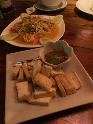 Papaya Salad and crispy tofu :) at Soulkitchen in Koh Lanta