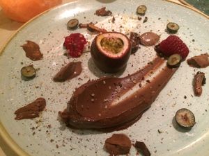 Chocolate ganache dessert  at Nourish in Bath