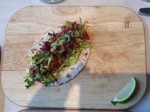 Bbq jackfruit taco at Nourish in Bath