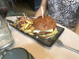 Seitan burger  at Nourish in Bath