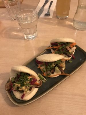 Steamed bao buns  at Nourish in Bath