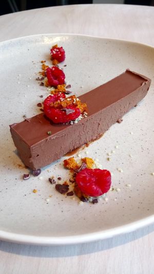 Chocolate Torte with Honeycomb and Raspberries at Nourish in Bath